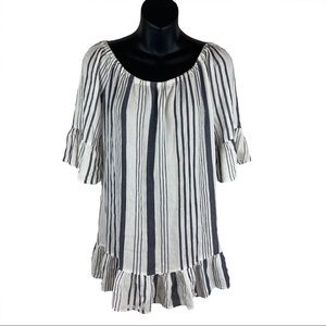 Frazzle striped shirt tunic blouse top size small